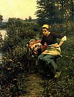 Daniel Ridgway Knight Famous Paintings - Woman in Landscape